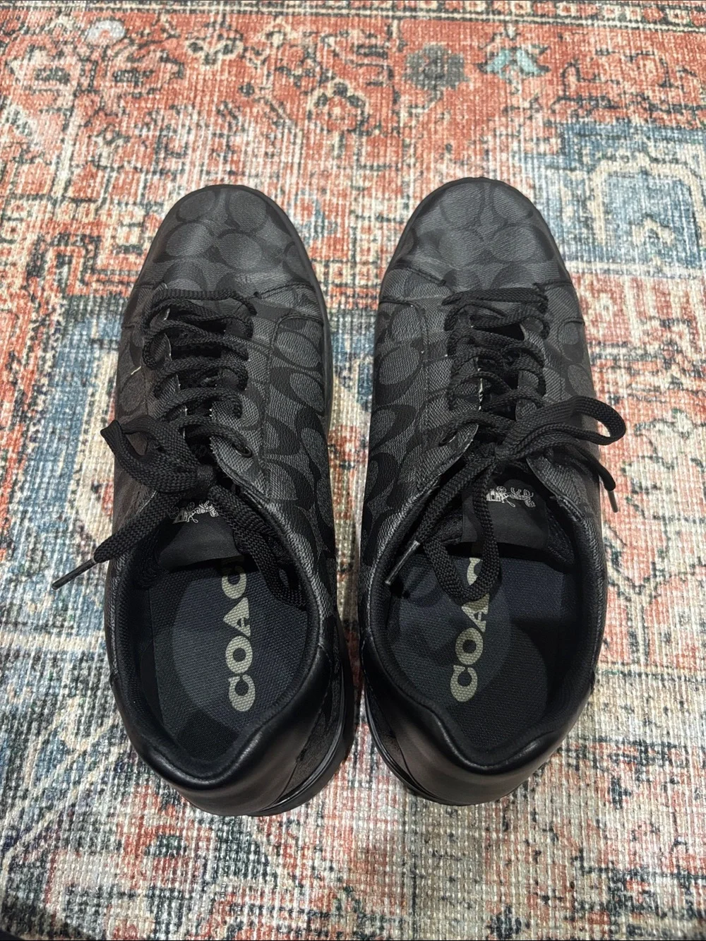 Coach Black Signature Canvas Low-Top Sneakers with Tonal C Pattern